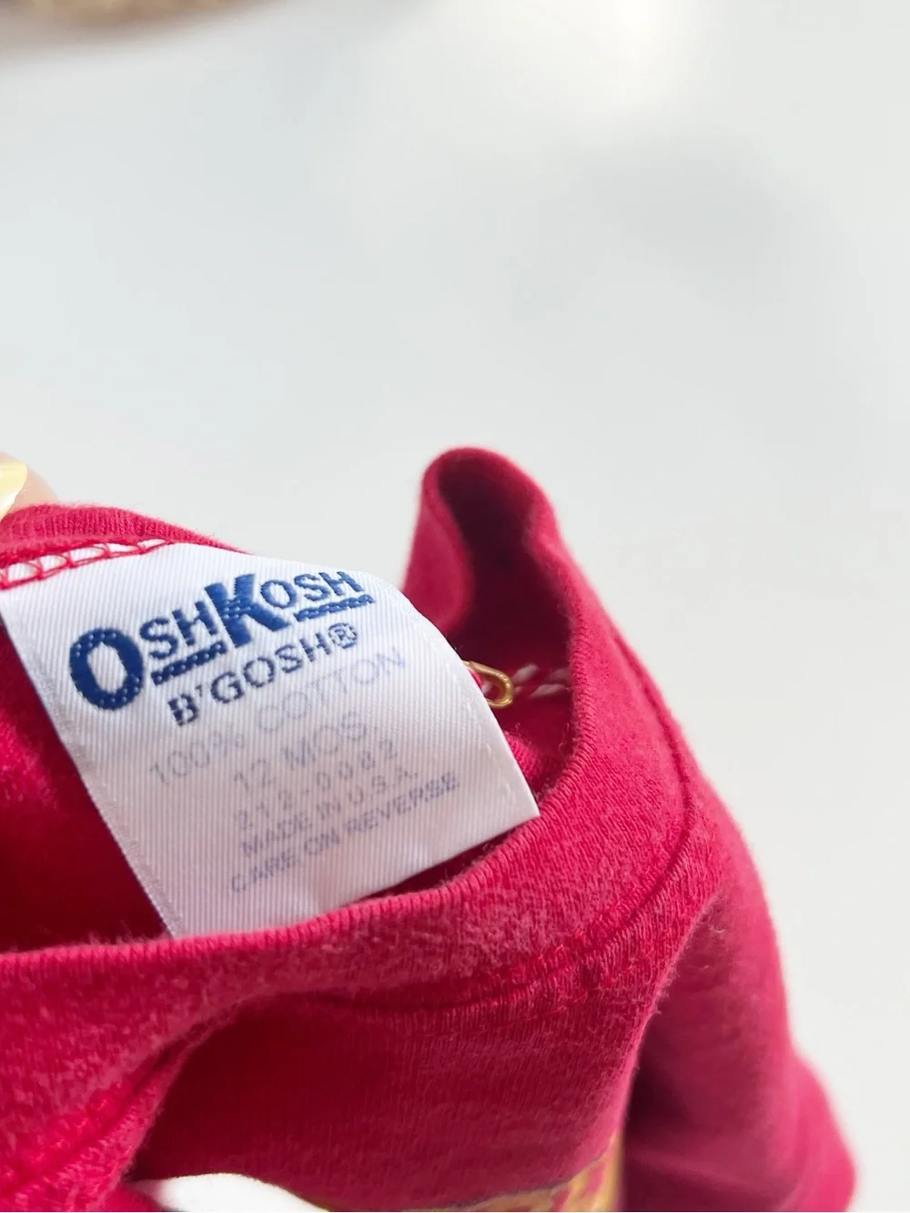 Vintage Oshkosh Red Baseball Tee | USA Made | Size 12m